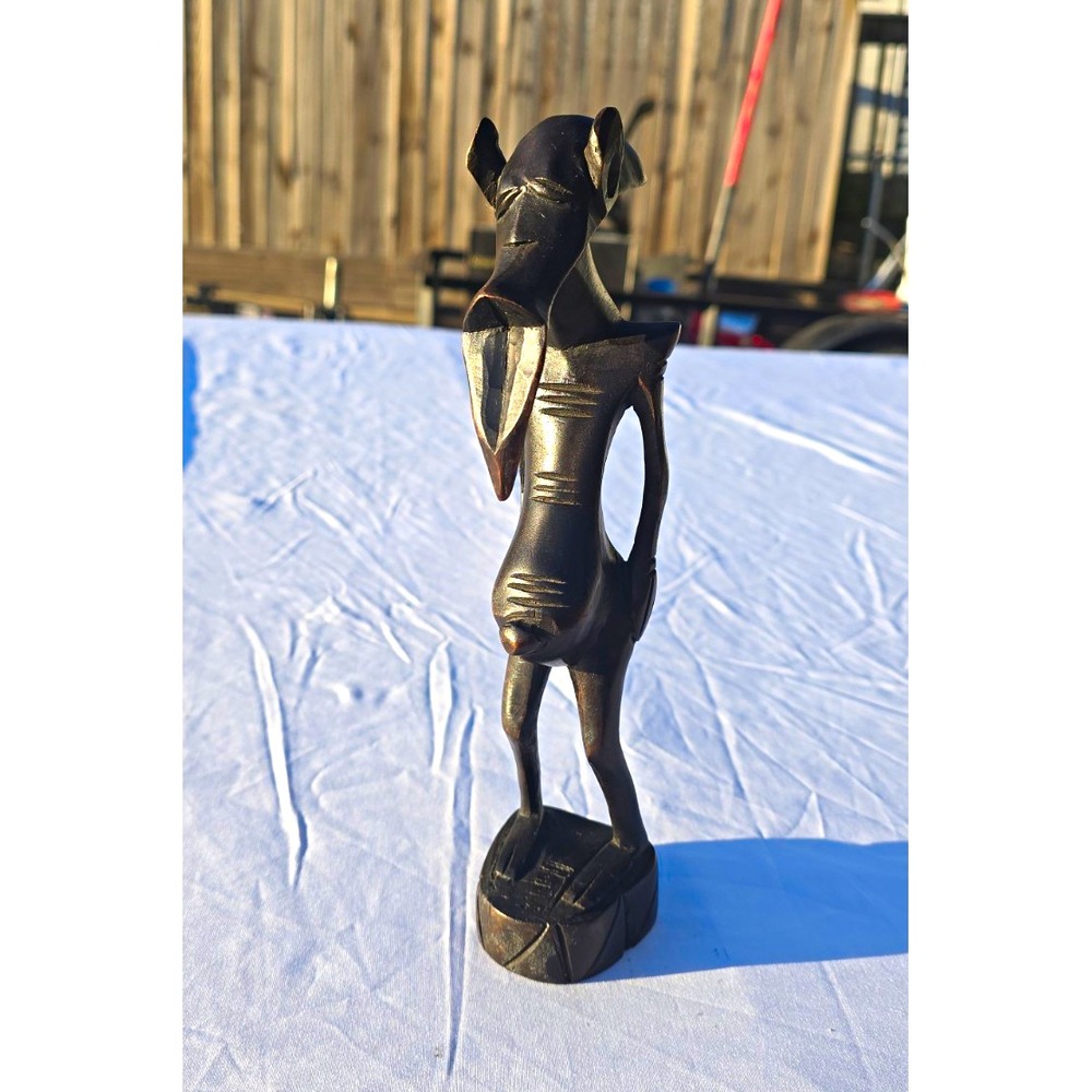 vintage Hand-Carved African Wooden Figure Sculpture Black